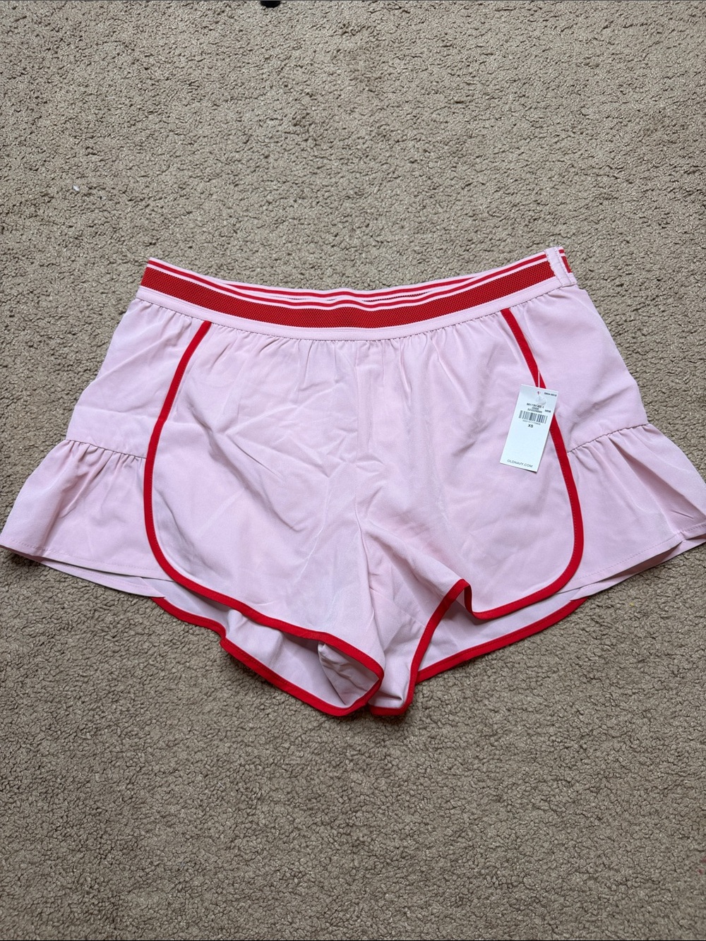 Old Navy Pink Shorts with Red Striped Waistband